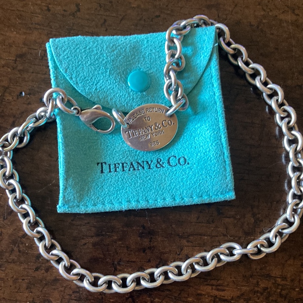 Tiffany & Co. Oval tag necklace. ‘If lost please return to TIFFANY & CO” 925